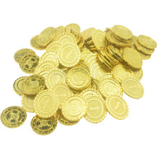Gold Schatzmünzen 100Stück Plastikspielmünzen für Kinderparty & Halloween-Veranstaltungen