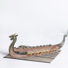 Resin Viking Ship Incense Holder Retro Nautical Ornament for Home Decor