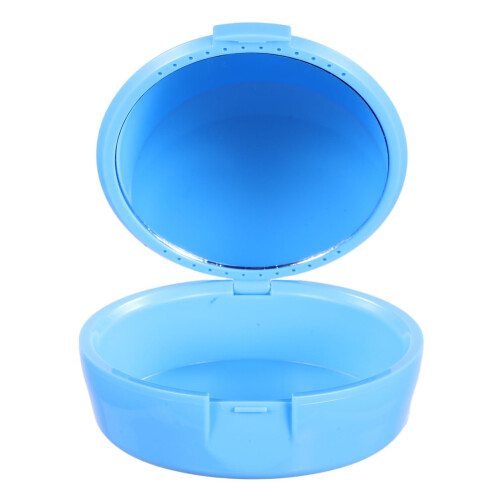 Retainer Case with Builtin Mirror, Compact Denture Storage Box for Travel and Home Use