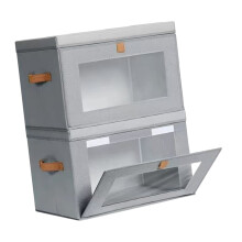 Paquet de 2 bacs de rangement peu encombrants avec-gris