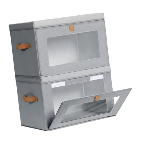 Paquet de 2 bacs de rangement peu encombrants avec-gris