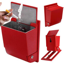 Outdoor Wall Mounted Ashtray with Weatherproof Lid Aluminum Smoking Bin for Balcony or Lobby