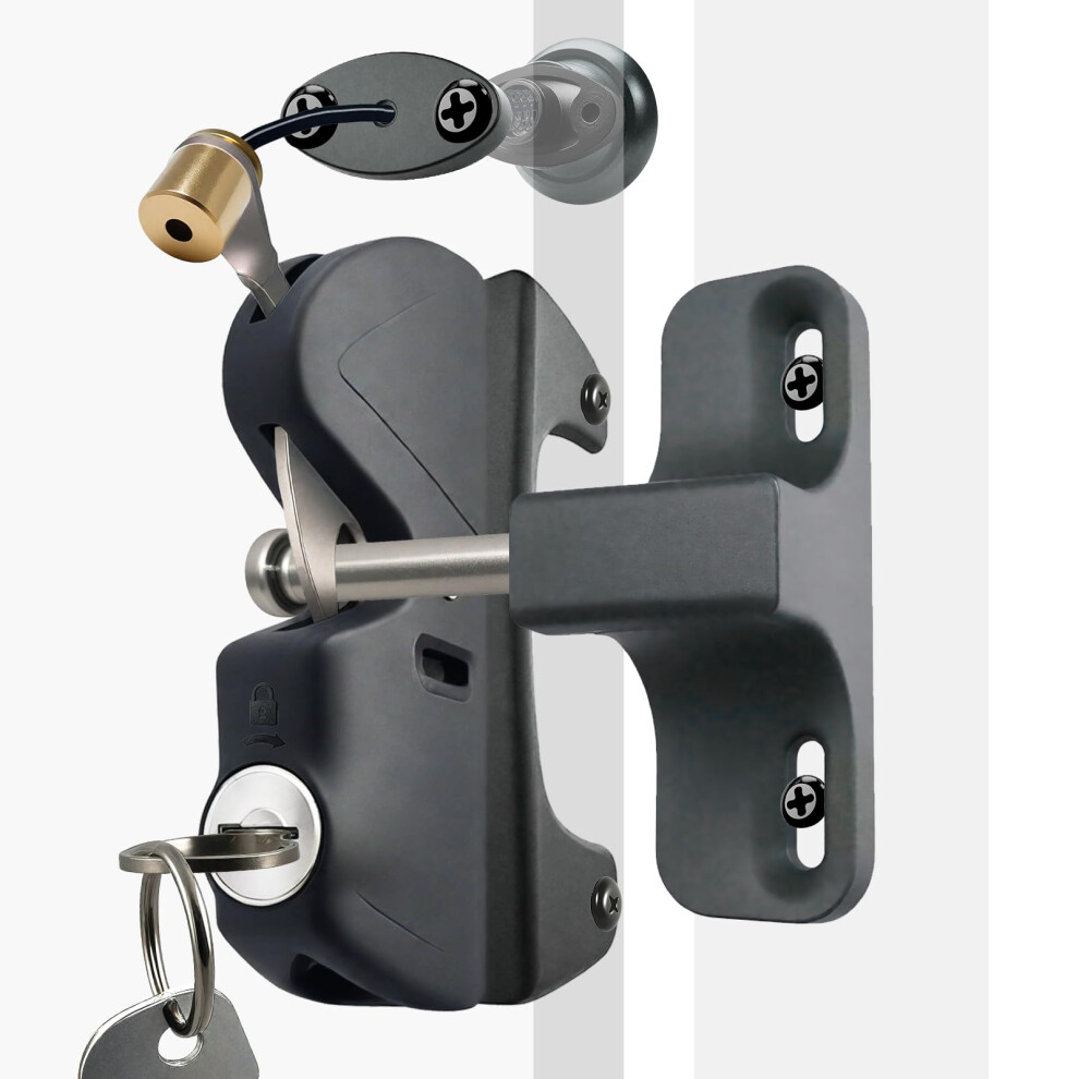 Lockable Twosided Gate Latch With Keyed Lock For Wooden Or Metal Privacy Fence, Weatherresistant 9092120399028