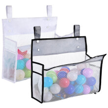 2 Pieces Bath Toy Organizer Mesh Shower Caddy with Extra Side Pockets Machine Washable White Gray