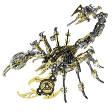 Metal Scorpion Model Kit, Metallic Black Gold Finish, Fully Articulated Alloy Steel Desk Decor