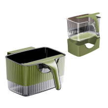 Wall Mounted Trash Can with Scraper, 2 in 1 Kitchen Hanging Garbage Bin for Cabinet Door, Beige Green
