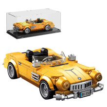 Retro Car Building Blocks with Display Case, Classic Convertible Model Kit, 313pcs Collectible