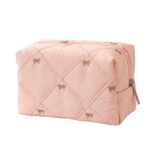 Trousse de maquillage matelassée élégante avec nœud papillon-P