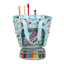 Large Capacity Crochet Storage Bag with Compartments, Waterproof Yarn Tote Knitting Organizer