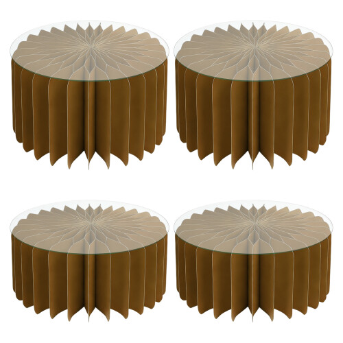 Pack of 4 Paper Dessert Stands Foldable Design Feature-brown