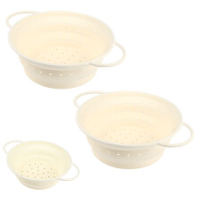 3 Silicones collapsibles Kitchen Strainers With Hanging-MS