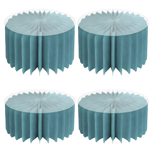 4Pieces Foldable Tiered Display Stands Paper Safe Secure-Blue