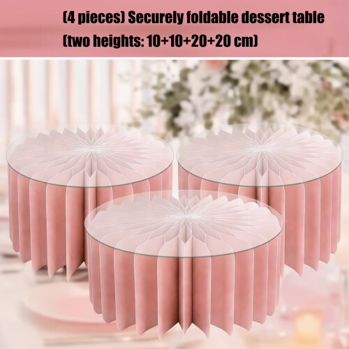 Pack of 4 Paper Dessert Stands Foldable Design Feature-brown 2