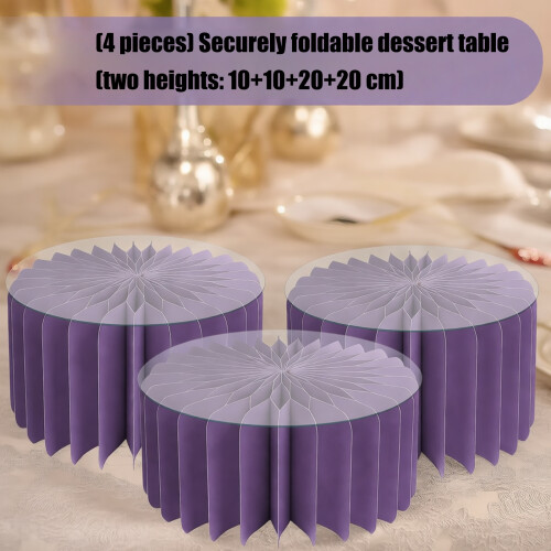 Pack of 4 Biodegradable Dessert Stands Foldable Multiple-Pink 2