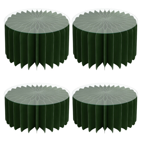 4Pieces Stackable Dessert Stands Paper Based Foldable and-Green
