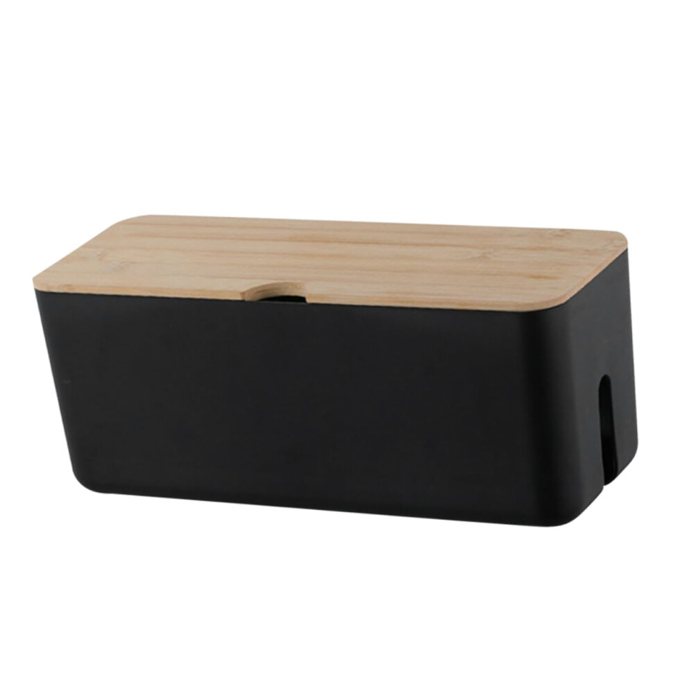 Cable Management Box With Bamboo Lid, Wall Mounted Cord Organizer For Tv, Router And Usb Hub 9455672891370