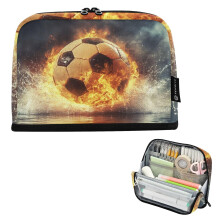 Large Capacity Standing Pencil Case with Magnetic Foldable Base and Durable Nylon Compartments for School