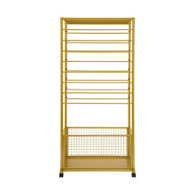 Ribbon Holder 16Tier Ribbon Organizer Rack with Wheels and Basket DoubleSided Gold Stand