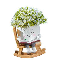 Creative Rocking Chair/Swing Faces Succulents Planter Cute-2
