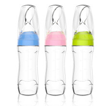 Baby Silicone Squeeze Feeding Bottle 120ml, Blue/Pink, 5x19.5cm