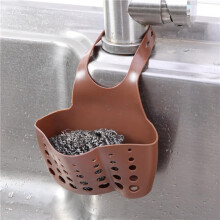 Kitchen Sink Organizer Faucet Hanging Storage Basket Coffee Color with Fast Water Drainage