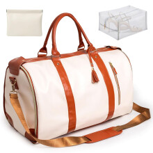 Large Capacity 60L Wheeled Travel Garment Bag with Waterproof Shoe Compartment for Women, Beige