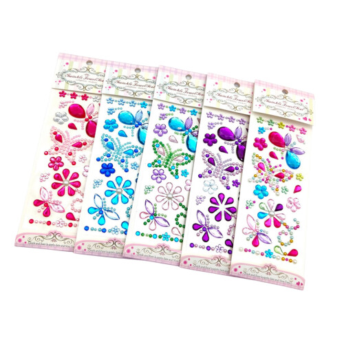 5Sheets Gem Sticker,Selfs Adhesive Rhinestones Jewel-Butterfly