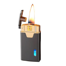 Retro Metal Windproof Kerosene Lighter with Smart Induction and LED Fuel Indicator Outdoor Use