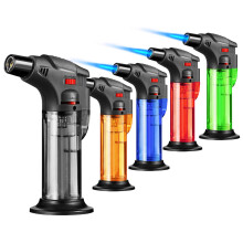 Butane Torch Lighter 5 Pack Refillable Windproof Jet Flame with Adjustable Control for BBQ Camping