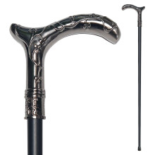 Walking Cane for Men and Women, Heavy Duty 500lbs Support, Ergonomic Gothic Black Silver Stick for Seniors