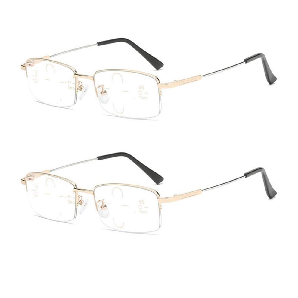 Blue/Light/Golden Progressive Reading Glasses For Men Blocking Half Frame Multi Focus +1.00 Finish 2 Pairs