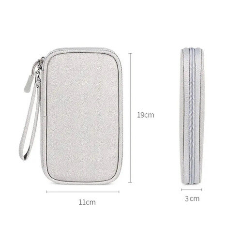 Waterproof Electronics Organizer Bag 2 Pack, Compact Cable Storage Pouch for Travel and Home Use (Grey) 1