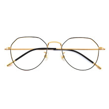 Blue Light Blocking Reading Glasses 3.0x Gold UltraLight Polygonal Titanium Frame for Men and Women