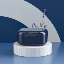 Travel-Friendly Denture Care Container for Cleaning and Storing Aligners ,blue