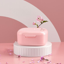 Travel-Friendly Denture Care Container for Cleaning and Storing Aligners,PINK