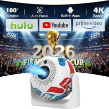 Mini projecteur portable avec Wi-Fi et Bluetooth, compatible 4K, rotation à 180, applications intégrées, correction trapézoïdale vertica