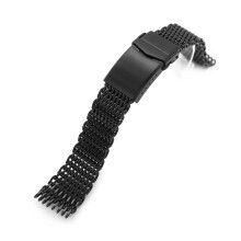 Stainless Steel Watch Band 18mm Black Milanese Loop Strap with Double Buckle and Luxury Mesh