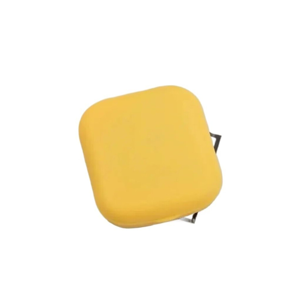 Yellow Mini Square Contact Lens Case With Builtin Mirror And Secure Closure For Travel