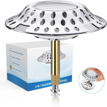Bathtub Drain Stopper and Hair Catcher 72mm Brass 2 in 1 Adjustable Seal Rust Resistant