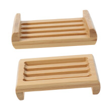 Bamboo Soap Dish with Drainage Slots Handmade Soap Holder for Bathroom Shower and Travel Use