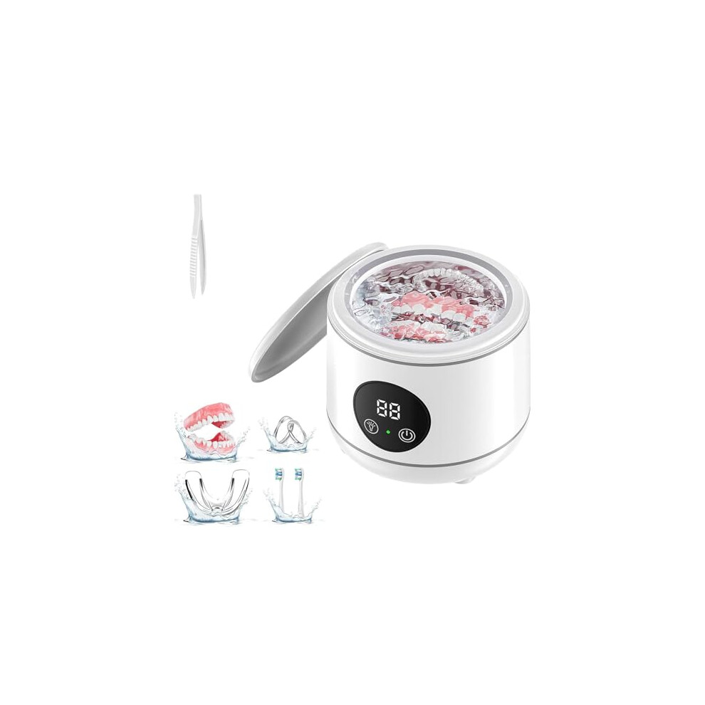 Light Ultrasonic Retainer Cleaner 45Khz Dental Cleaner With Uv 5 Modes, Digital Timer, 200Ml Tank