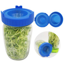 Große Mund Glas Keimdeckel 4er Pack – Kunststoff, leichtes Abspülen & Abtropfen, lebensmittelsicher