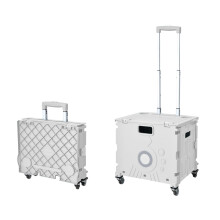 Large Capacity Folding Shopping Cart with Wheels and Lid for Groceries and Travel Bianco