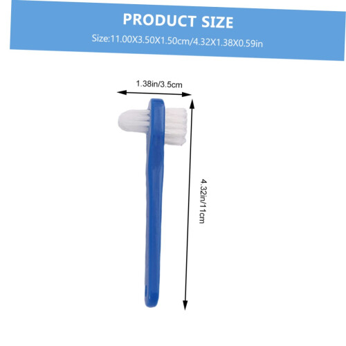 2pcs Double Head Denture Toothbrush for Braces, Ergonomic Handle, Compact Travel Size, Blue Red 1