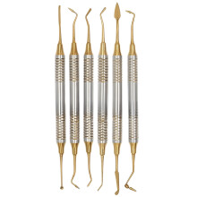 Dental Resin Scraper Set, Carbon Steel Dual Ended Dental Tool with Ergonomic NonSlip Grip