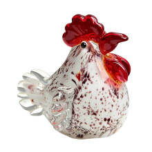 Figurines de poulet en verre soufflé à la main, coq en-Blanc