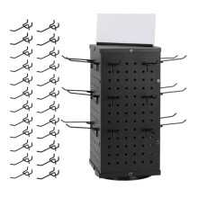 Rotating Pegboard Display Stand with Hooks, 4Sided Jewelry Organizer Rack for Trade Shows
