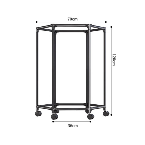 Hexagonal Clothes Display Rack with 360 Rotation, Rolling Base, Durable Steel, White 1