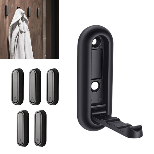 Pack of 6 Foldable Hide Wall Hook Alloy Sturdy Space-Black 2