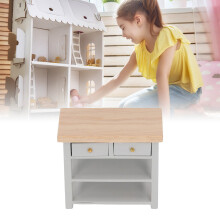 Miniaturbadschrank Birkenholz 9x5,2x7,6 cm für Puppenhaus 1:12 Grau